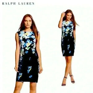 LAUREN Ralph Lauren Floral Side Hip Pleated Sleeveless Woman's Dress Sz 10